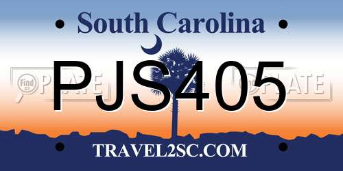 PJS405 South Carolina License Plate