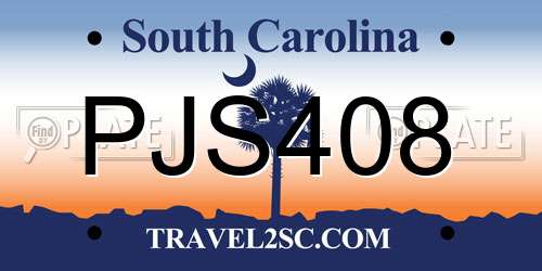 PJS408 South Carolina License Plate