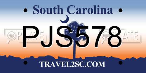 PJS578 South Carolina License Plate