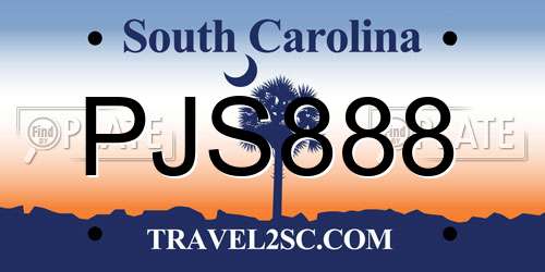 PJS888 South Carolina License Plate