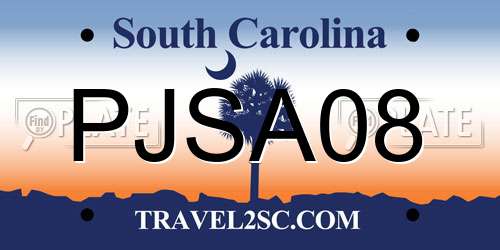 PJSA08 South Carolina License Plate