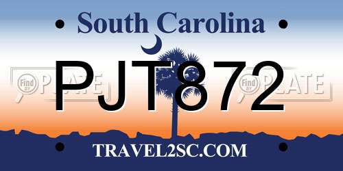PJT872 South Carolina License Plate
