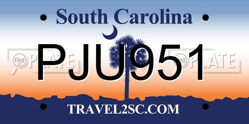 PJU951 South Carolina License Plate