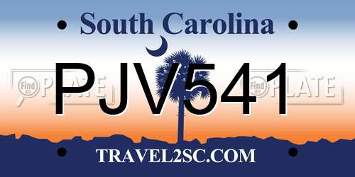PJV541 South Carolina License Plate