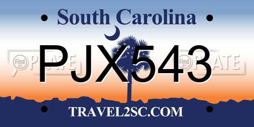 PJX543 South Carolina License Plate