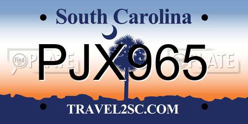 PJX965 South Carolina License Plate