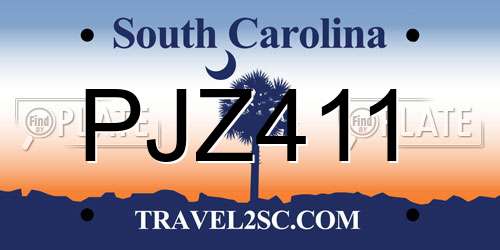 PJZ411 South Carolina License Plate