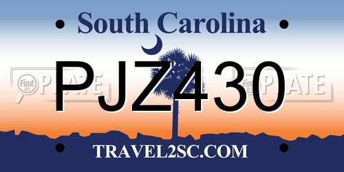 PJZ430 South Carolina License Plate