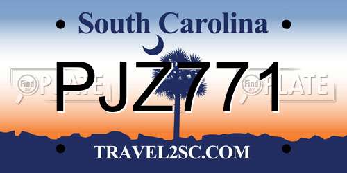 PJZ771 South Carolina License Plate