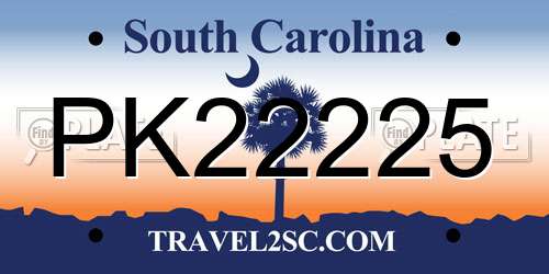 PK22225 South Carolina License Plate