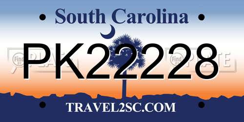 PK22228 South Carolina License Plate