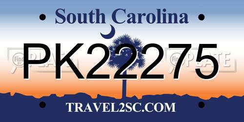 PK22275 South Carolina License Plate