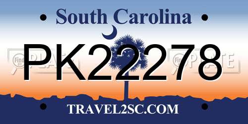 PK22278 South Carolina License Plate