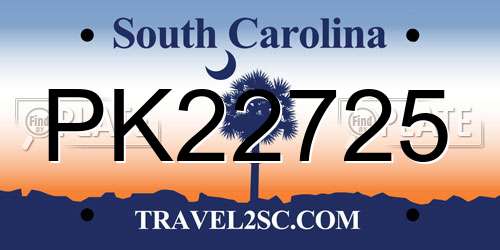 PK22725 South Carolina License Plate