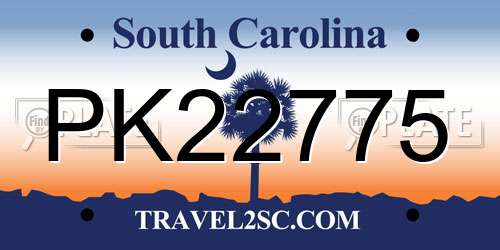 PK22775 South Carolina License Plate