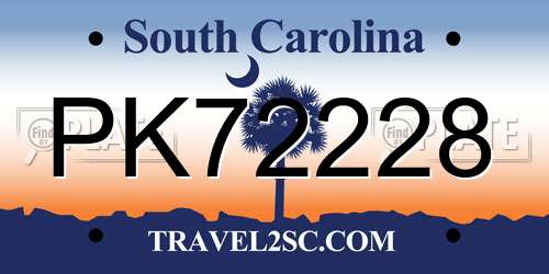 PK72228 South Carolina License Plate