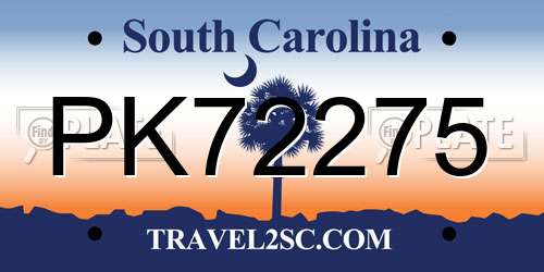 PK72275 South Carolina License Plate