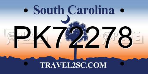 PK72278 South Carolina License Plate