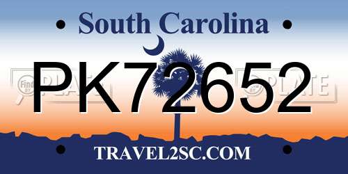 PK72652 South Carolina License Plate