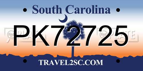 PK72725 South Carolina License Plate