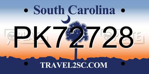PK72728 South Carolina License Plate