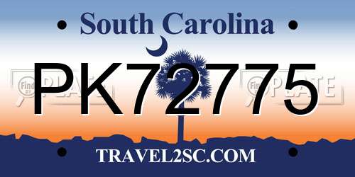 PK72775 South Carolina License Plate