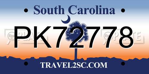 PK72778 South Carolina License Plate