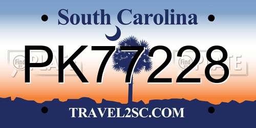 PK77228 South Carolina License Plate