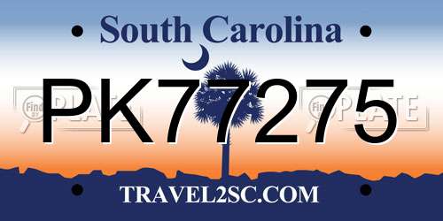 PK77275 South Carolina License Plate