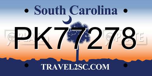 PK77278 South Carolina License Plate