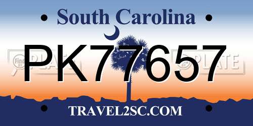 PK77657 South Carolina License Plate