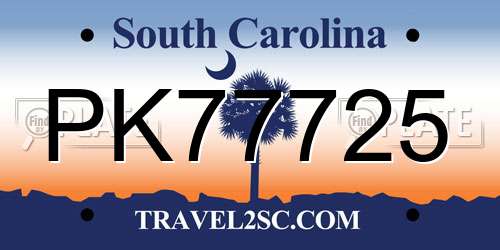 PK77725 South Carolina License Plate