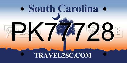 PK77728 South Carolina License Plate