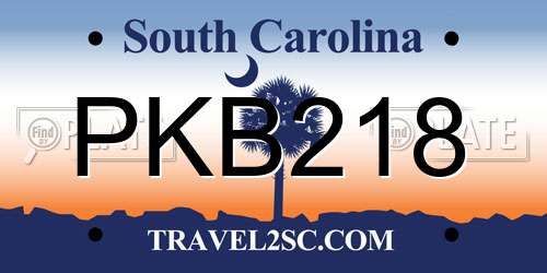 PKB218 South Carolina License Plate