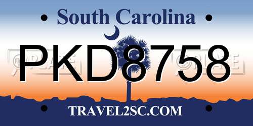 PKD8758 South Carolina License Plate