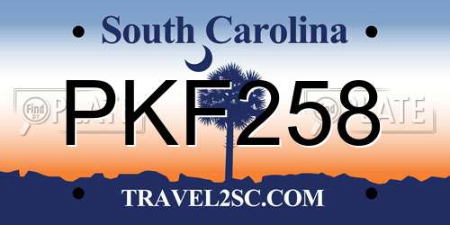 PKF258 South Carolina License Plate