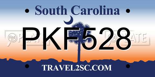 PKF528 South Carolina License Plate