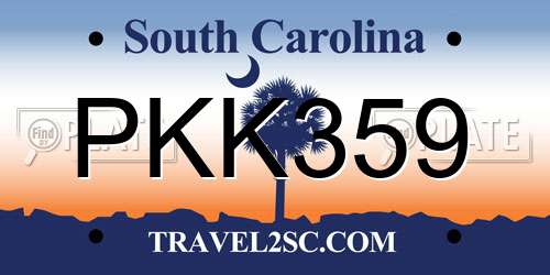 PKK359 South Carolina License Plate