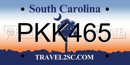 PKK465 South Carolina License Plate