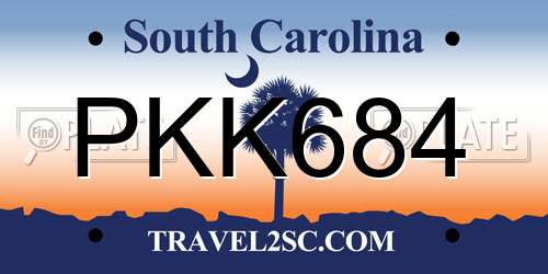 PKK684 South Carolina License Plate