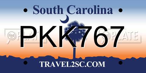 PKK767 South Carolina License Plate
