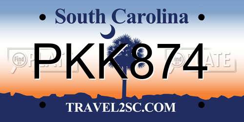 PKK874 South Carolina License Plate
