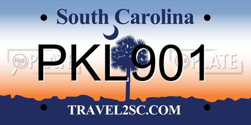 PKL901 South Carolina License Plate