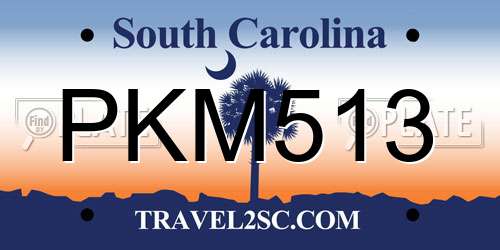 PKM513 South Carolina License Plate