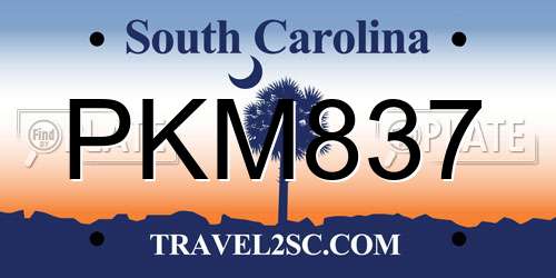 PKM837 South Carolina License Plate