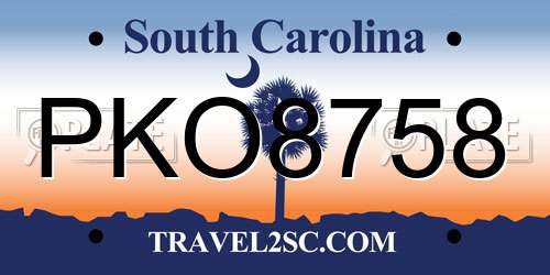 PKO8758 South Carolina License Plate