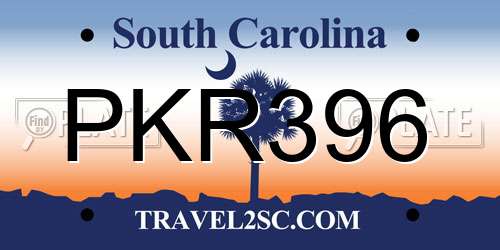 PKR396 South Carolina License Plate