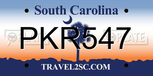 PKR547 South Carolina License Plate