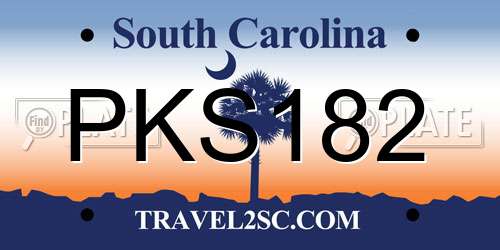 PKS182 South Carolina License Plate