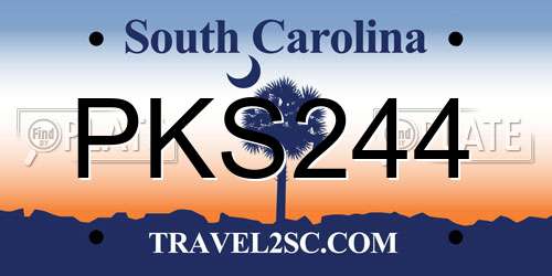 PKS244 South Carolina License Plate